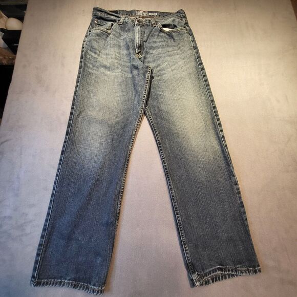 Levis Signature Mens Jeans 32x30 Loose Relaxed Straight Leg Denim Distressed - Picture 1 of 10